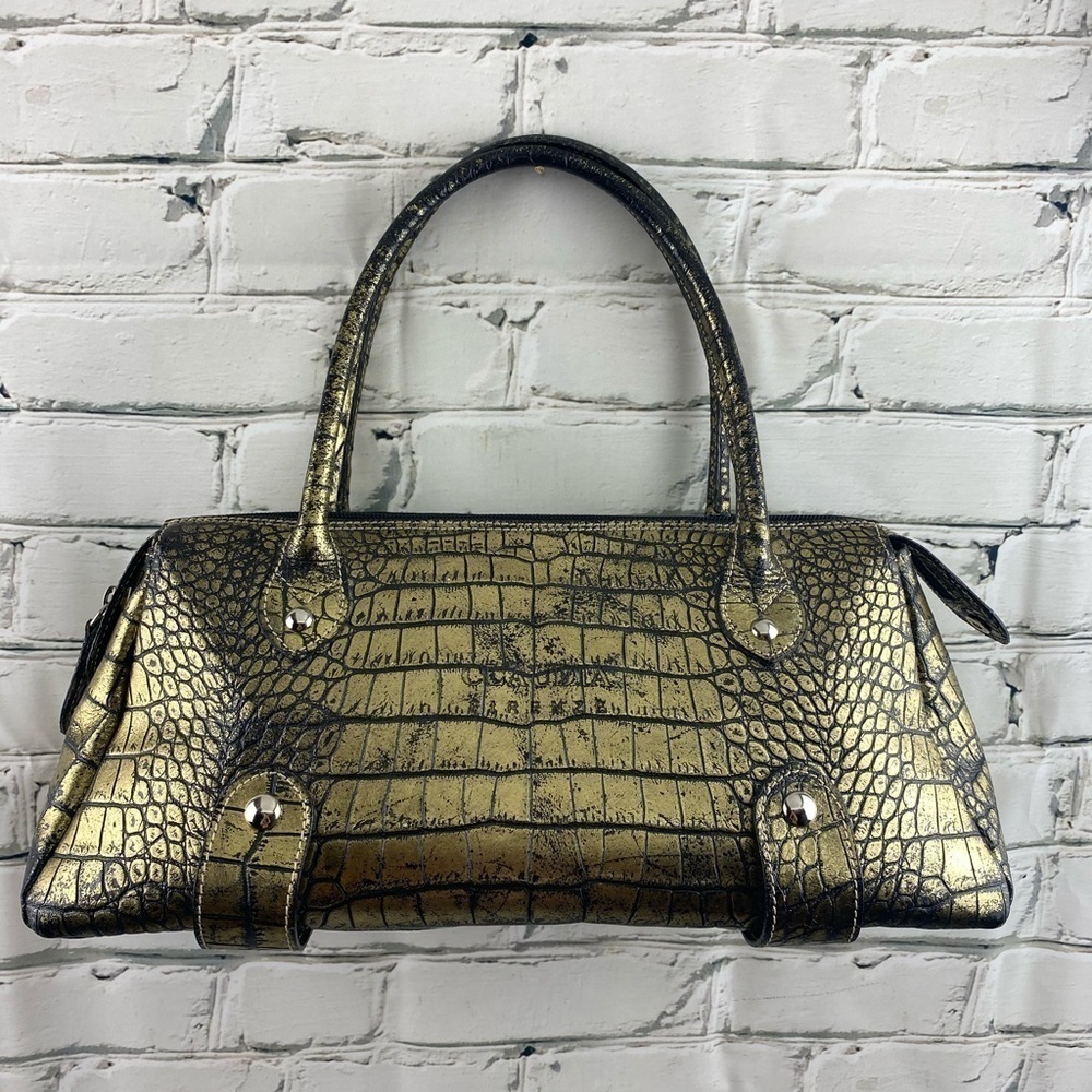 Claudia firenze leather gold crocodile print bag